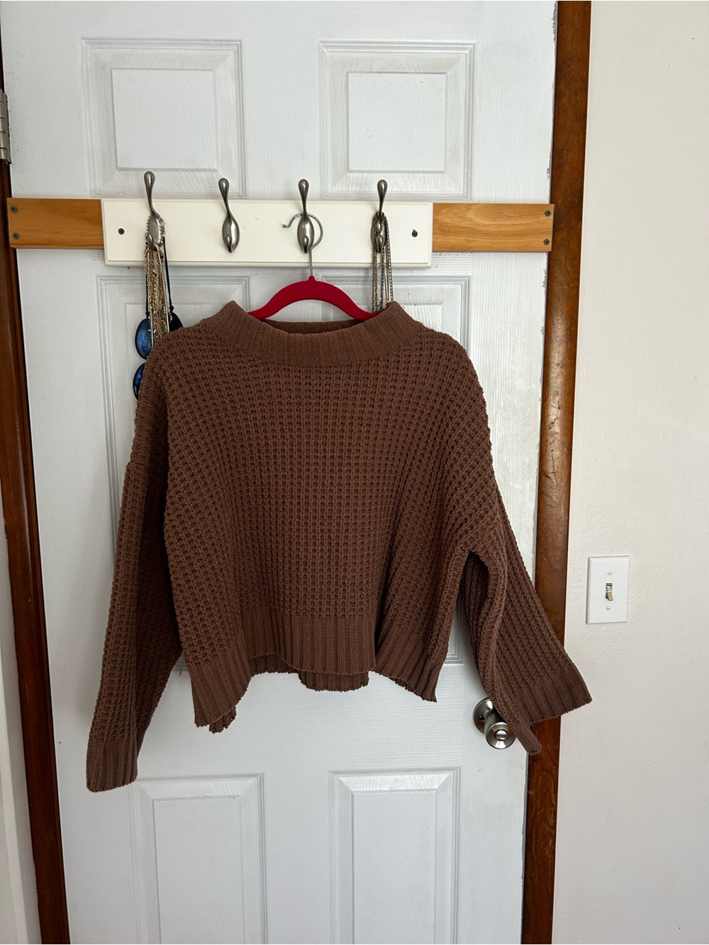 Brown Waffle Knit Sweater